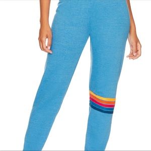 Aviator Nation Rainbow Stitch Sweatpants in color Ocean